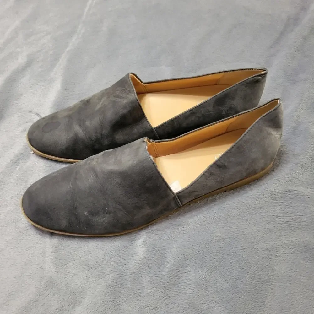 Frank Sarto Gray Suede Shoes Womens 9 Slip On‎ Leather Loafers Comfort Flats